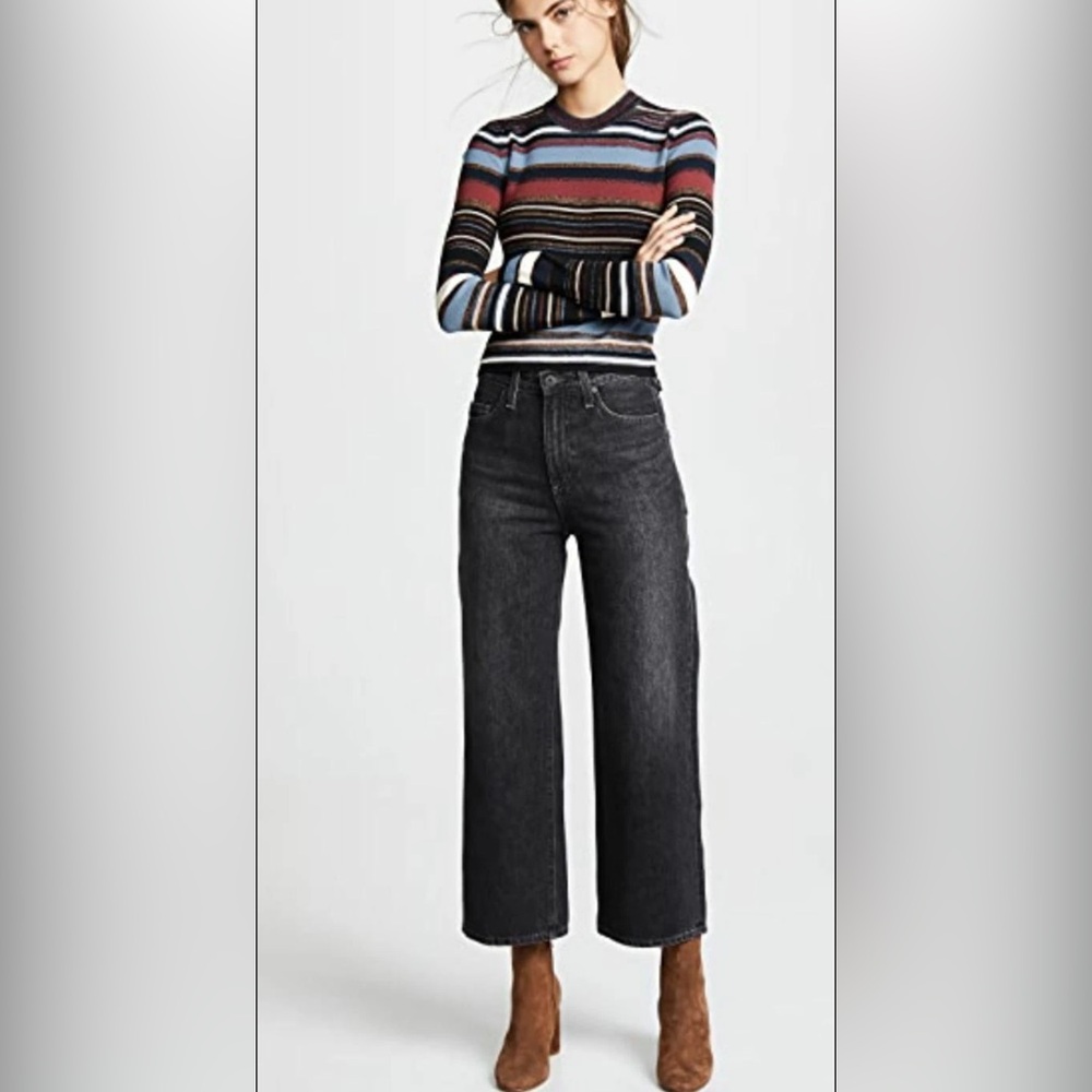 Veronica Beard Striped Crewneck Sweater in Navy, Light Blue, Rust & Cream - Picture 6 of 13